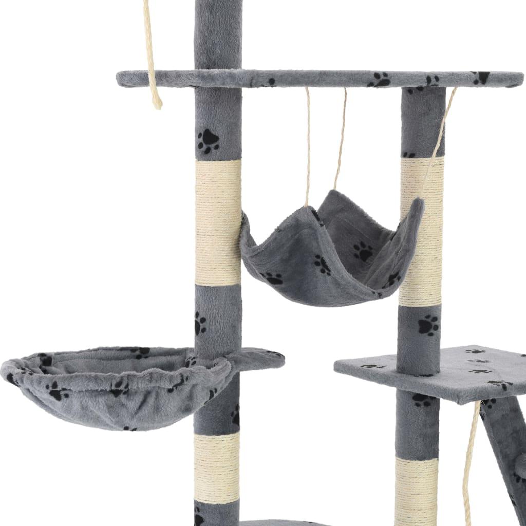 Arbre à chat et griffoirs 230-250 cm Empreintes de pattes Gris - Animalerie en ligne Kat-Shop