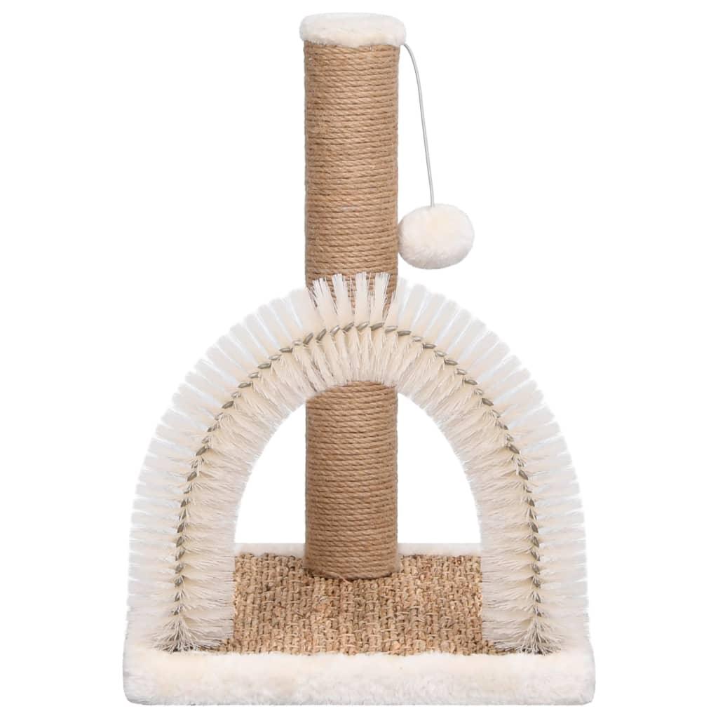 Griffoir avec brosse de toilettage en arche et balle - Animalerie en ligne Kat-Shop