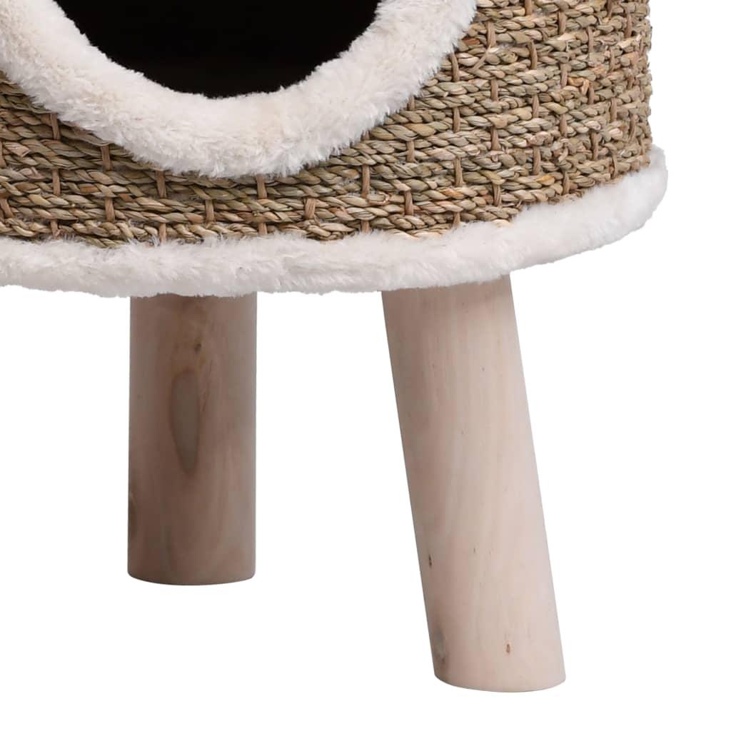 Maison pour chat avec pieds en bois 41 cm Herbiers marins - Animalerie en ligne Kat-Shop
