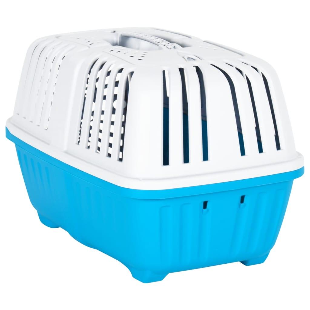 Transporteur pour animaux de compagnie blanc et bleu PP - Animalerie en ligne Kat-Shop